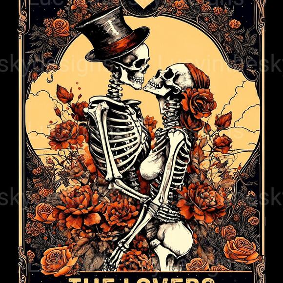 The Lovers Tarot Card Magical Wall Decor Retro Vintage Anatomy Gothic Art - Picture 2 of 5